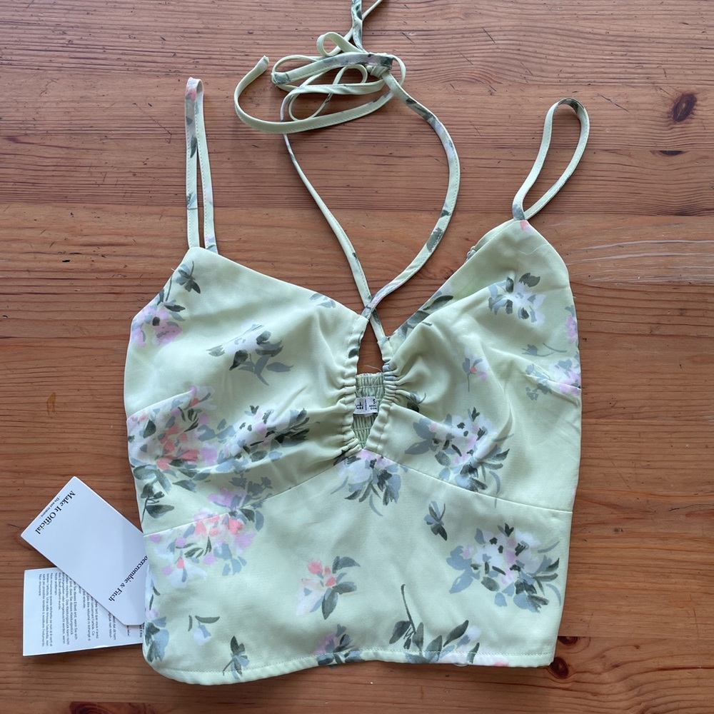 Abercrombie Floral Cropped Halter top